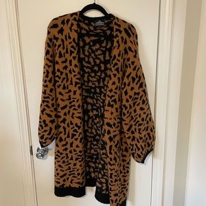 Angie Animal Print Duster with Balloon Sleeves